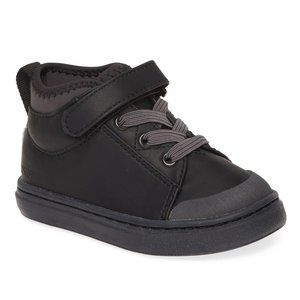 NEW TOMS Baby Cusco Black Bootie High Top Sneaker Strap Elastic Lace Sock Liner